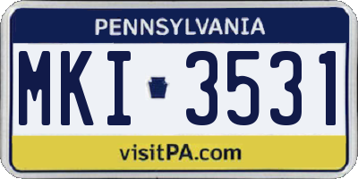 PA license plate MKI3531