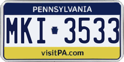 PA license plate MKI3533