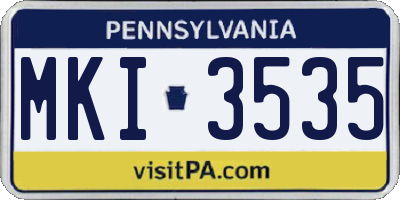 PA license plate MKI3535