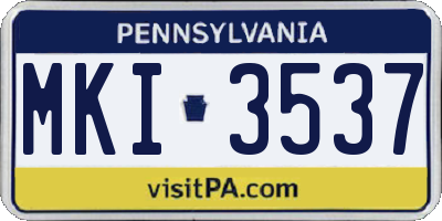 PA license plate MKI3537