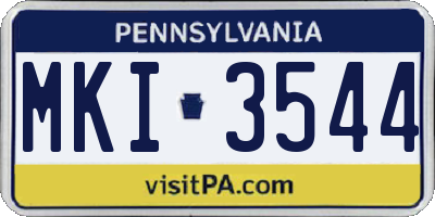 PA license plate MKI3544