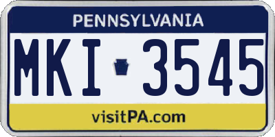 PA license plate MKI3545