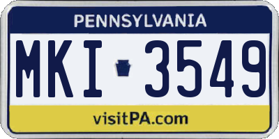 PA license plate MKI3549