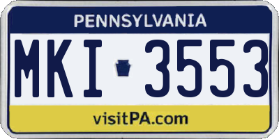 PA license plate MKI3553
