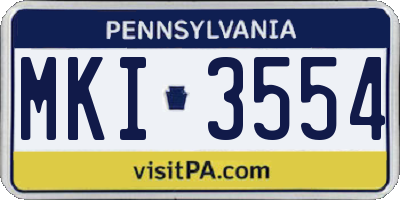 PA license plate MKI3554