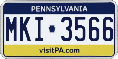 PA license plate MKI3566