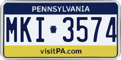 PA license plate MKI3574