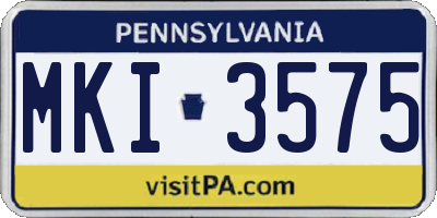 PA license plate MKI3575