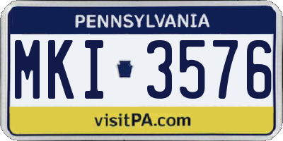 PA license plate MKI3576