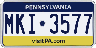 PA license plate MKI3577