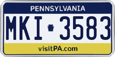 PA license plate MKI3583