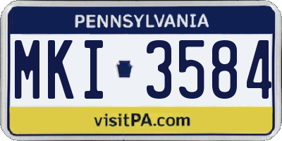 PA license plate MKI3584