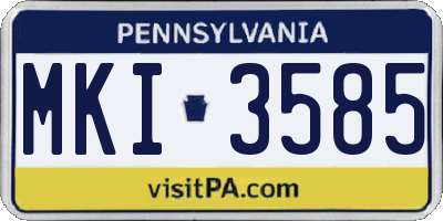 PA license plate MKI3585