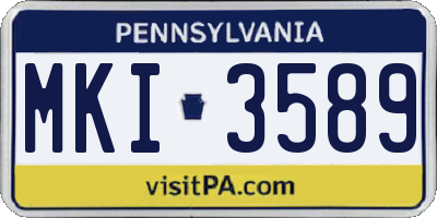 PA license plate MKI3589