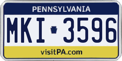 PA license plate MKI3596