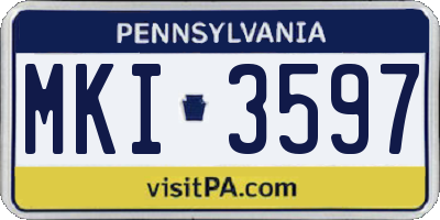 PA license plate MKI3597