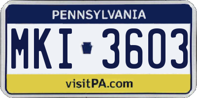 PA license plate MKI3603
