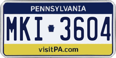 PA license plate MKI3604
