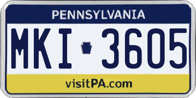 PA license plate MKI3605