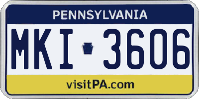 PA license plate MKI3606