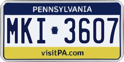 PA license plate MKI3607
