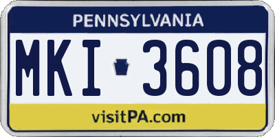 PA license plate MKI3608