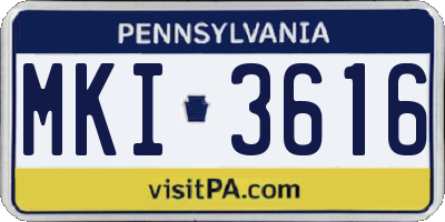 PA license plate MKI3616