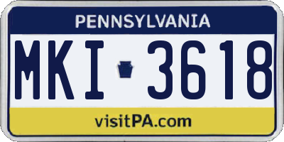 PA license plate MKI3618