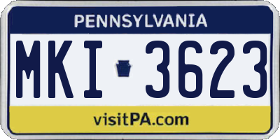 PA license plate MKI3623