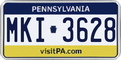 PA license plate MKI3628