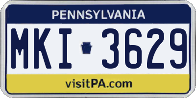 PA license plate MKI3629