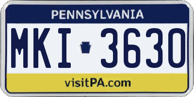 PA license plate MKI3630
