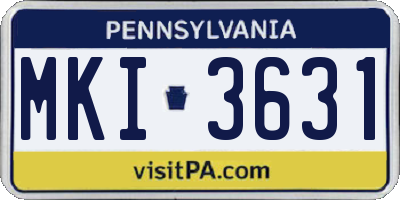 PA license plate MKI3631