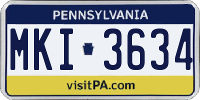 PA license plate MKI3634
