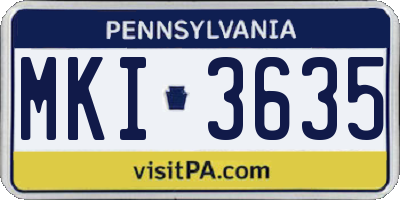 PA license plate MKI3635