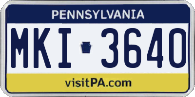 PA license plate MKI3640