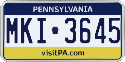 PA license plate MKI3645