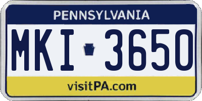 PA license plate MKI3650