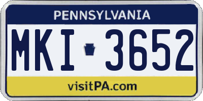 PA license plate MKI3652