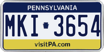PA license plate MKI3654