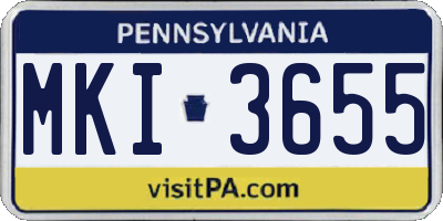 PA license plate MKI3655
