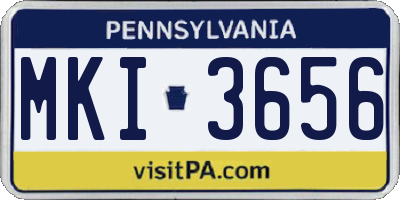 PA license plate MKI3656
