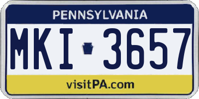 PA license plate MKI3657