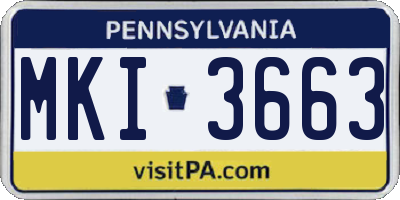 PA license plate MKI3663