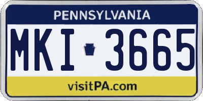 PA license plate MKI3665