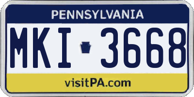 PA license plate MKI3668