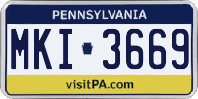 PA license plate MKI3669