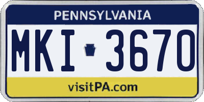 PA license plate MKI3670