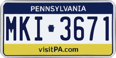 PA license plate MKI3671