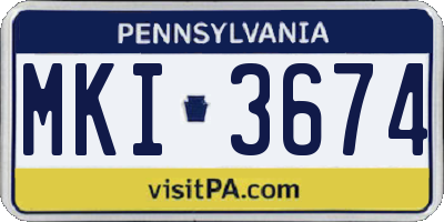 PA license plate MKI3674